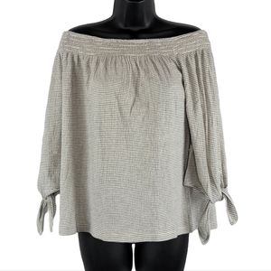 NWOT Lucky Brand Striped Off The Shoulder Smocked Top